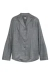 Totême Grey Shirt With Classic Lapels And All-over Monogram Print In Modal Woman In Grigio