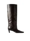Totême Croco-embossed Wide Shaft Boots Dark Brown In Brown