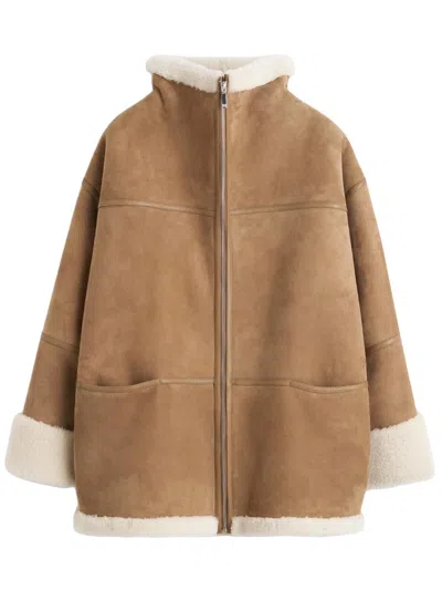 TOTÊME TOTEME SIGNATURE SHEARLING JACKET BISCUIT