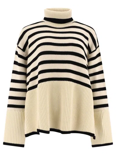 Totême "signature Stripe" Turtleneck Sweater In White