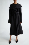 Totême "twill Signature" Belted Waist Coat With Long Sleeves In Black