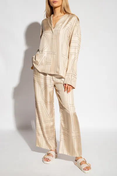 Totême Toteme Silk Pants In Beige
