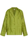 Totême Monogram Silk Twill Pajama Shirt In Green