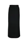 Totême Black Midi Straight Low-waisted Skirt In Recycled Polyester And Wool In Black