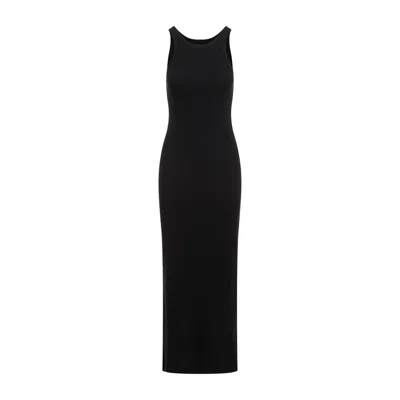 Totême Ribbed-knit Cotton-blend Jersey Midi Dress In Black