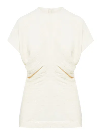 Totême Slouch Waist Crinkled Top Cream In Nude & Neutrals