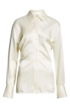 Totême Toteme Slouch Waist Satin Button-up Shirt In White