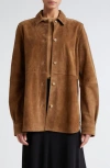 Totême Toteme Soft Suede Shirt Jacket In Brown