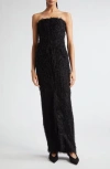 Totême Black Strapless Fil Coupé Maxi Dress In Black