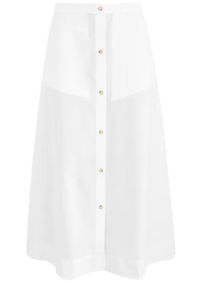 Totême Toteme Striped Cotton Midi Skirt In White