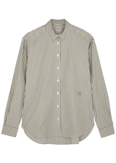 Totême Striped Cotton Shirt In Gray