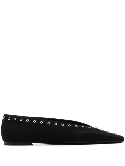 TOTÊME TOTEME SUEDE LEATHER LACE-UP BALLETS