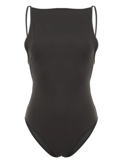 Totême Plain Low-back Swimsuit In Grey