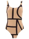 Totême Toteme Monogram Swimsuit In Brown
