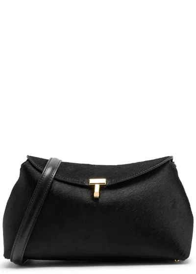 Totême Toteme T-lock Calf Hair Clutch In Black