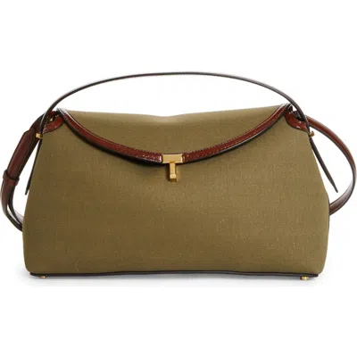 Totême Toteme T-lock Canvas Top Handle Bag In Khaki Green