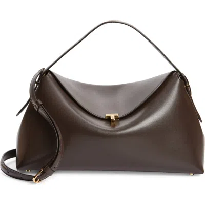 Totême Toteme Leather T-lock Top-handle Bag In Brown