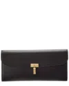 Totême Toteme T Lock Fold-over Leather Continental Wallet In Black