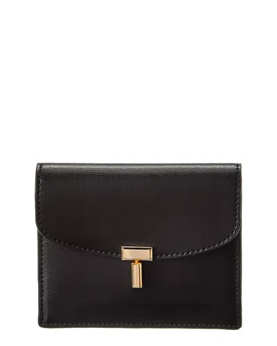 Totême Toteme T Lock Fold-over Small Leather Card Case In Black