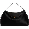 Totême Toteme T-lock Genuine Calf Hair Top Handle Bag In Black