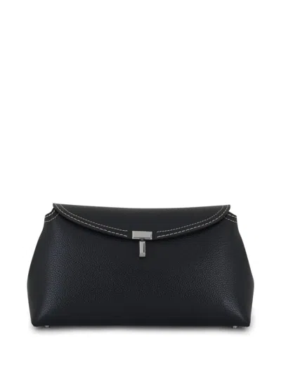 Totême T-lock Leather Clutch Bag In Black