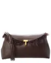 Totême Toteme T-lock Leather & Shearling Shoulder Bag In Brown