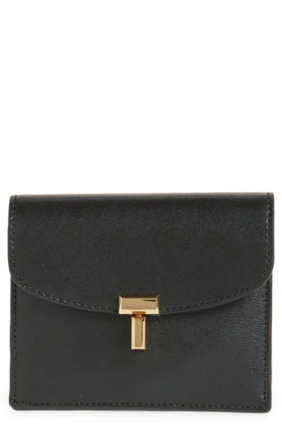 Totême T-lock Leather Card Holder In Black