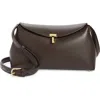 Totême Toteme T-lock Leather Clutch In Bark