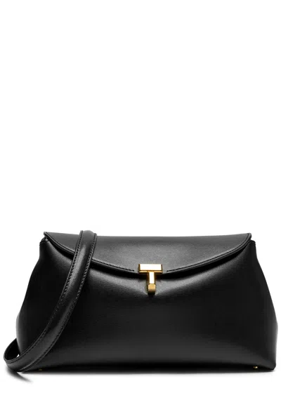 Totême T-lock Leather Clutch In Black