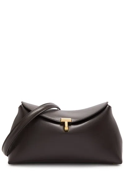 Totême Toteme T-lock Leather Clutch In Chocolate