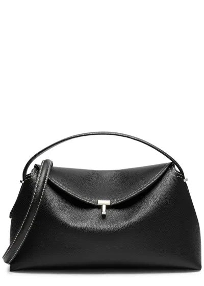 Totême T-lock Leather Top Handle Bag In Black