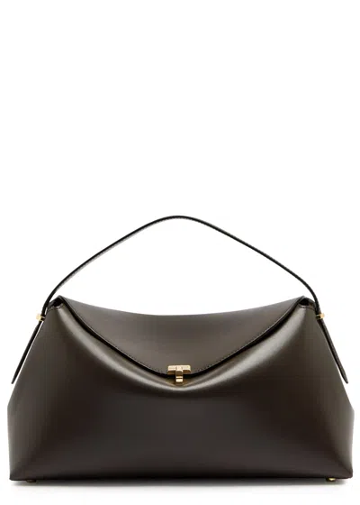 Totême Toteme T-lock Leather Top Handle Bag In Chocolate