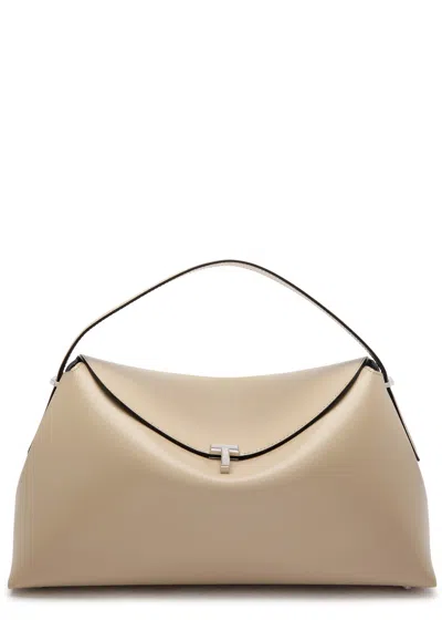 Totême Toteme T-lock Leather Top Handle Bag In Cream