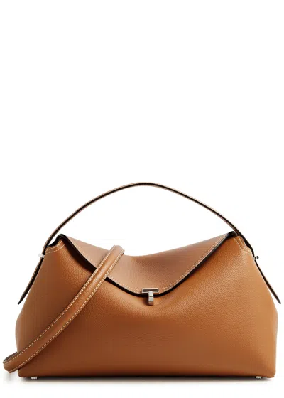 Totême T-lock Leather Top Handle Bag In Orange