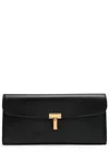 Totême Toteme T Lock Fold-over Leather Continental Wallet In Black
