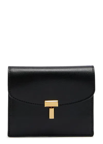 Totême Toteme T-lock Leather Wallet In Black
