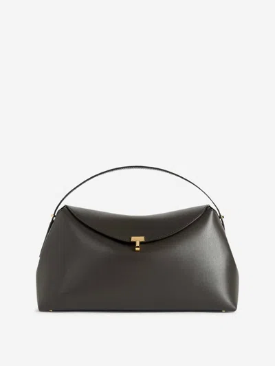 Totême T-lock Leather Tote Bag In With Removable And Adjustable Strap
