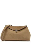 Totême Toteme T-lock Suede Clutch In Brown