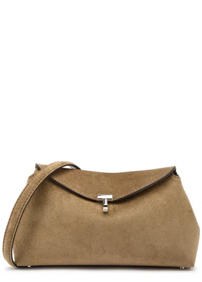 Totême Toteme T-lock Suede Clutch In Brown