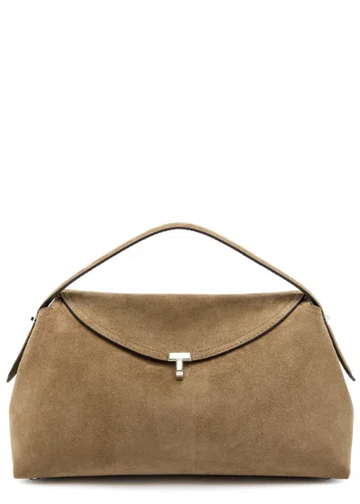 Totême Toteme T-lock Suede Top Handle Bag In Brown