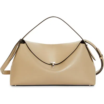 Totême Toteme T-lock Top Handle Leather Shoulder Bag In Fawn