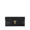 Totême Toteme T Lock Fold-over Leather Continental Wallet In Black