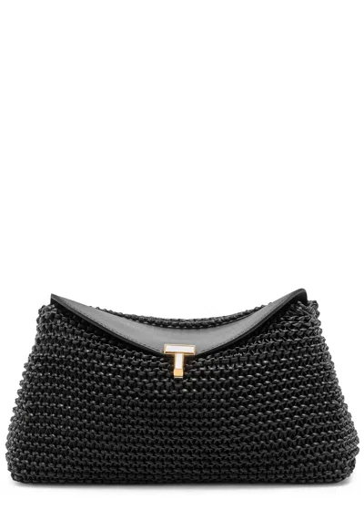 Totême Toteme T-lock Woven Leather Clutch Bag Bags In Black