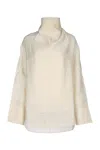 Totême Toteme Women Funnel-neck Organza Blouse In Beige