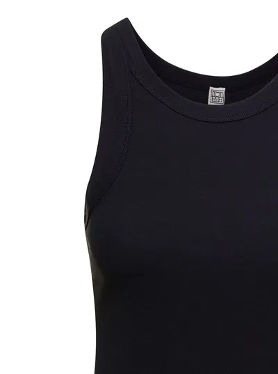Totême Curved Ribbed-knit Jersey Swimsuit In Schwarz