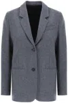 Totême Grey Single-breasted Jacket With Notched Revers In Wool Blend Woman