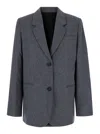 Totême Grey Single-breasted Jacket With Notched Revers In Wool Blend Woman In Grey