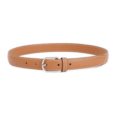 Totême Toteme Tan Brown Grained Leather Slim Trousers Leather Belt