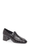 Totême Toteme The Block Heel Croc Embossed Loafer In Dark Brown