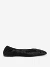 Totême Womens Black The Gathered Square-toe Satin Flats In Ruched Details
